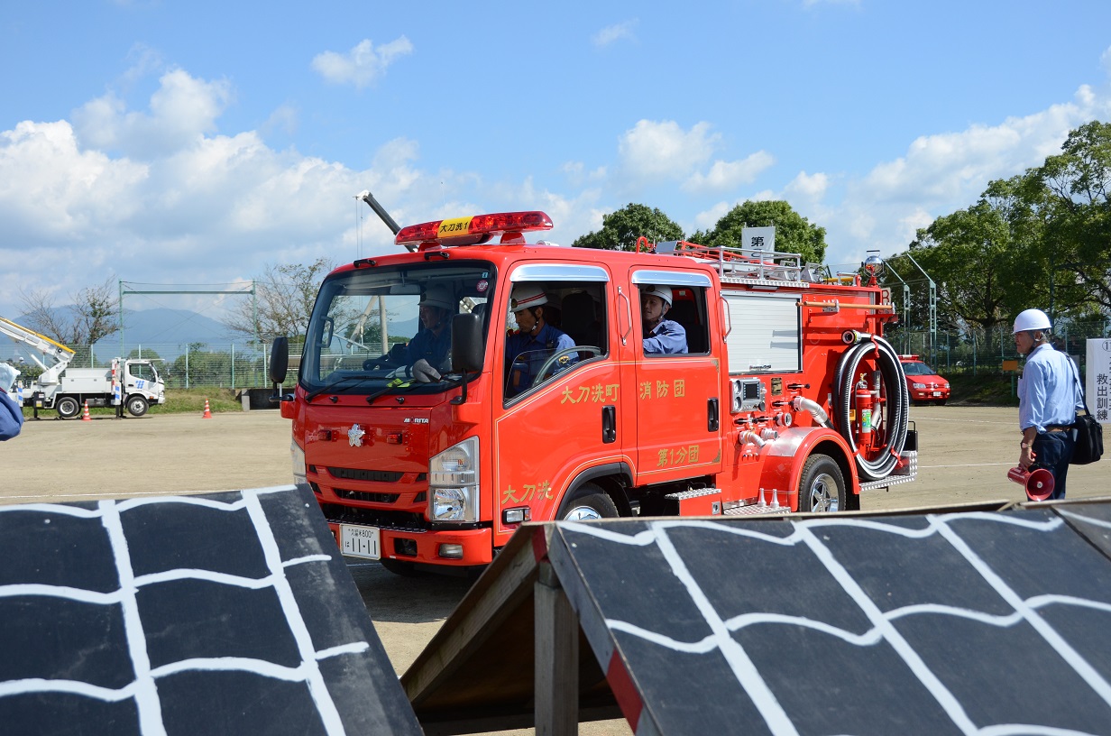 地域防災訓練での消防車画像